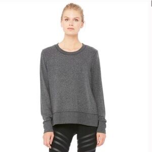 Alo Yoga Glimpse Long Sleeve Shirt with Side Slits, Gray